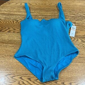 Textured One-Piece Swimsuit in Bright Turquoise NWT